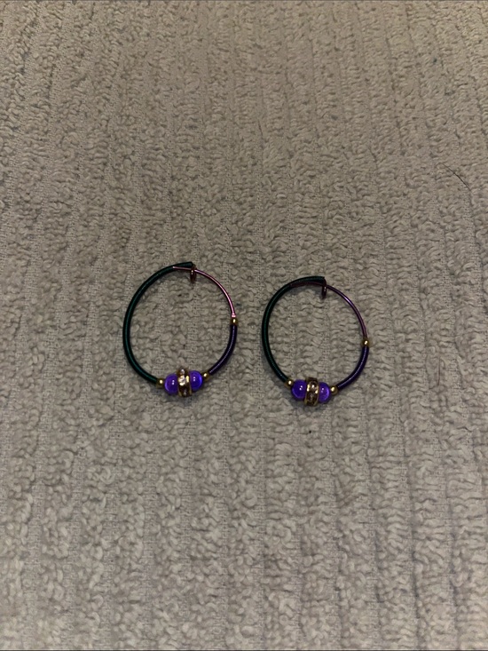 Holly Yashi Jewelry - Purple Beaded Hoop Earrings - Women Jewelry Earrings